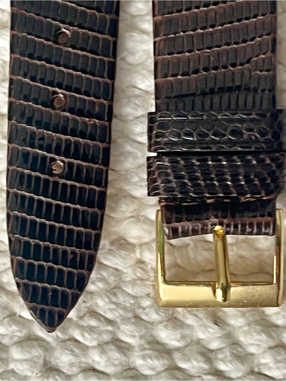 Classic Brown Lizard-Embossed genuine LICO Watch Strap with Gold Buckle 17mm
